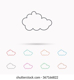 Cloud icon. Overcast weather sign. Meteorology symbol. Linear icons on white background.