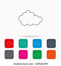 Cloud icon. Overcast weather sign. Meteorology symbol. Linear icons in squares on white background. Flat web symbols. Vector