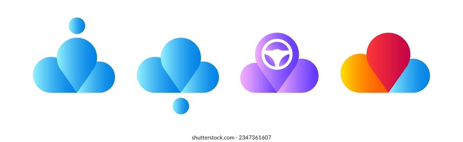 Cloud Icon Pack Set - elegantes, stylisches Cloud-Logo. Logo für digitale Dienste. Unternehmenstechnologie