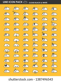 Cloud icon. Pack, set of linear vector icons in flat design for mobile concepts and web applications. Collection of modern iconography logo. Vector illustration