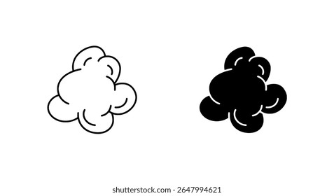 Cloud Icon Pair - Black and White Minimalist Weather Symbols for App Design and Forecast UI