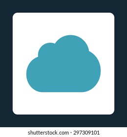 Cloud icon from Primitive Buttons OverColor Set. This rounded square flat button is drawn with blue and white colors on a dark blue background.