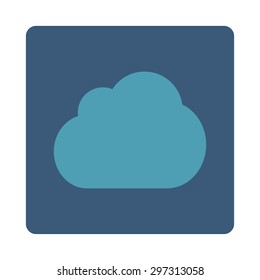 Cloud icon from Primitive Buttons OverColor Set. This rounded square flat button is drawn with cyan and blue colors on a white background.