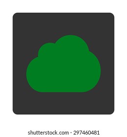 Cloud icon from Primitive Buttons OverColor Set. This rounded square flat button is drawn with green and gray colors on a white background.