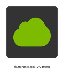 Cloud icon from Primitive Buttons OverColor Set. This rounded square flat button is drawn with eco green and gray colors on a white background.
