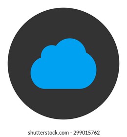 Cloud icon from Primitive Round Buttons OverColor Set. This round flat button is drawn with blue and gray colors on a white background.