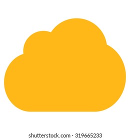 Cloud icon from Primitive Set. This isolated flat symbol is drawn with yellow color on a white background, angles are rounded.
