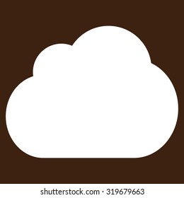 Cloud icon from Primitive Set. This isolated flat symbol is drawn with white color on a brown background, angles are rounded.