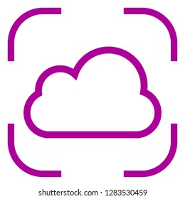Cloud icon in purple focus. White background