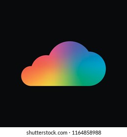 cloud icon. Rainbow color and dark background