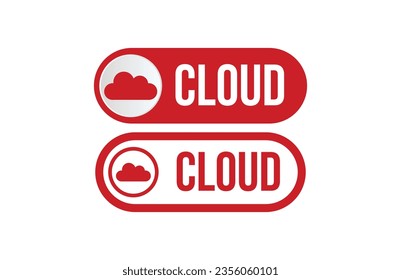 Icono de nube. Vector de sello de goma de la nube roja