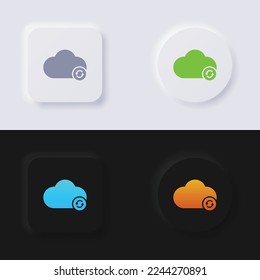 Icono de nube con flecha de rotación, botón de neumorfismo multicolor diseño de interfaz de usuario suave para diseño web, interfaz de usuario de aplicación y más, conjunto de iconos, botón, vector.