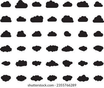 Cloud icon set in black colour 