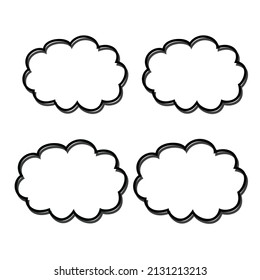 Conjunto de iconos de la nube, con un esquema negro simple aislado en fondo blanco. Ilustración vectorial.