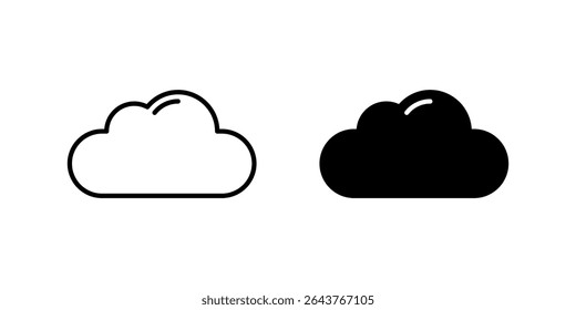 Cloud Icon Set. A black icon of a cloud, representing weather or storage.