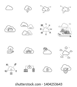 Cloud icon set black and white