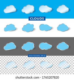 Cloud icon. Set of blue sky. Collection of cloud icon, shape, label, symbol. Graphic element vector. Vector illustration