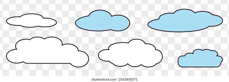 Cloud icon. Set of cartoon cloud in a flat design. White cloud collection. EPS 10.