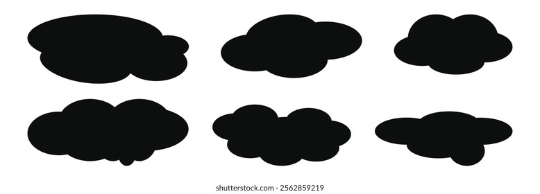 Cloud icon set. Set of cartoon cloud in a flat design. black cloud collection on isolated background. Cloud icon set illustration.