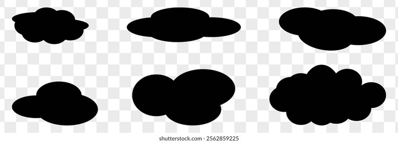 Cloud icon set. Set of cartoon cloud in a flat design. black cloud collection on isolated background. Cloud icon set illustration.