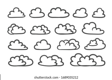 cloud icon set : Cartoon Hand drawn doodle