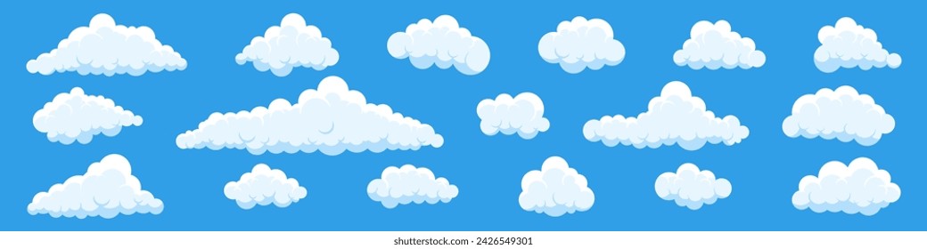 Conjunto de iconos de nube. Estilo de dibujos animados.