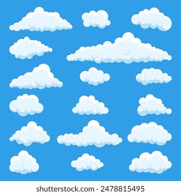 Cloud icon. Cloud icon set. Cartoon style.