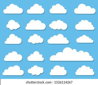 Cloud icon. Set of clouds in a flat style. Vector graphics