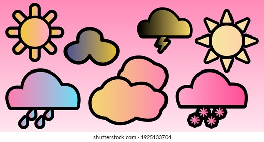 Cloud icon set colorful with gradients element