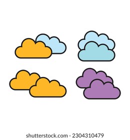cloud icon set in flat style with background.