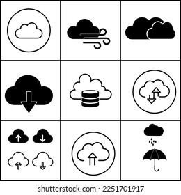 Icono de nube conjunto ilustración en fondo blanco..eps