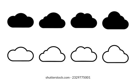 Ilustración de conjunto de iconos de nube. símbolo y signo de nube