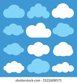 Conjunto de iconos de nube - Ilustración vectorial plana mínima.