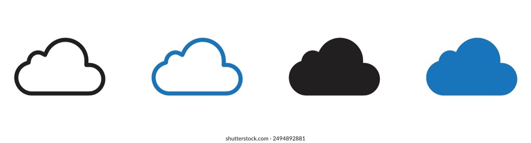 Conjunto de iconos de la nube conjunto de líneas de esquema para el App de Web