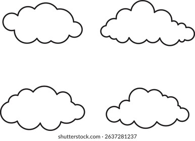 Cloud icon set. Cloud outline icon. Weather Climate Symbol