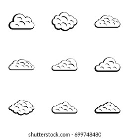 Cloud icon set. Simple set of 9 cloud vector icons for web isolated on white background