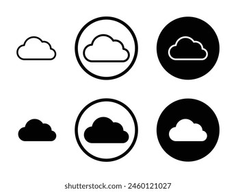 Cloud Icon Set. Sky Cartoon Cloud Vector Sign Suitable for Apps and Websites UI Designs.