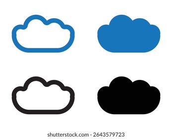 Cloud icon set. Cloud solid and line icon. eps file.