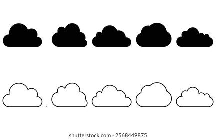 Cloud icon set. cloud symbol in line and glyph style. Vector illustration	
