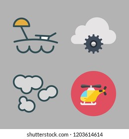 cloud icon set. vector set about beach, cloudy, cloud computing and helicopter icons set.