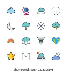 cloud icon set. vector set about moon, cloud computing, star and data storage icons set.