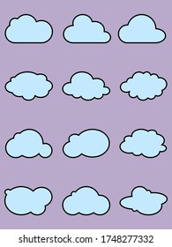 Cloud icon set, vector illustration