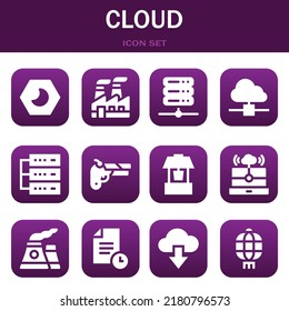 cloud icon set. Vector  illustrations related with Night, Industry and Server