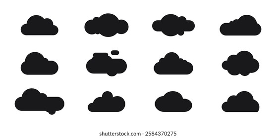 Cloud icon set - vector. cloud symbol in line and glyph style. Vector illustration