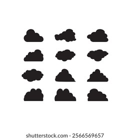 Cloud icon set, vector Cloud symbols for web, mobile. Vector illustration. Cloud reduction vector icons. Reduce icon set. Carbon reduction cloud sign. 