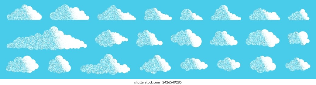 Cloud icon set. Vintage style.