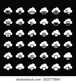 Cloud icon set - white