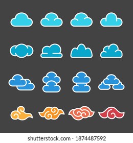 conjunto de iconos en la nube, estilo plano, vector e ilustración