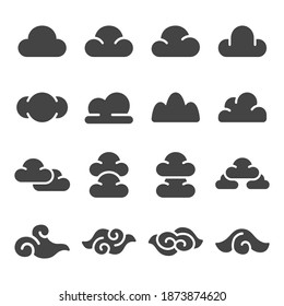conjunto de iconos en la nube, estilo sólido, vector e ilustración