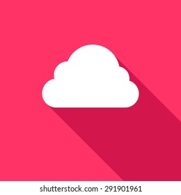 Cloud icon with shadow on pink background